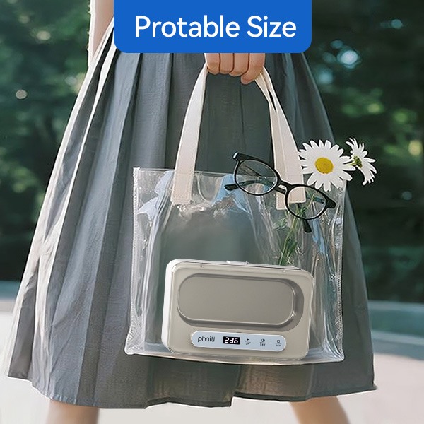 Phniti Ultrasonic Jewellery Cleaner, 47KHz Ultrasonic Cleaner Machine 330ml, Portable Ultrasonic Retainer Cleaner with 3 Timer Modes for Retainers, Jewellery, Glasses, Dentures, Rings, Watches Use