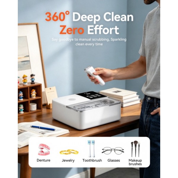 2-In-1 Dual-Tank Ultrasonic Retainer Cleaner, Phniti 50kHz Ultrasonic Cleaner Machine
