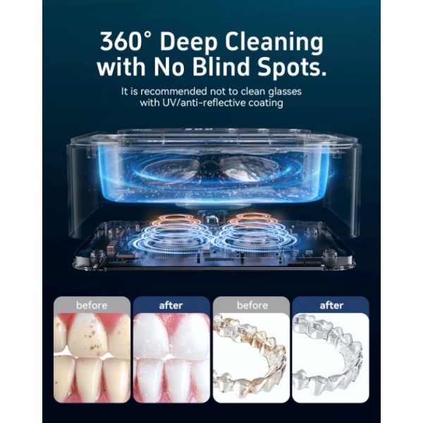 Ultrasonic Cleaner, Ultrasonic Cleaner 47 kHz, Portable Ultrasonic Tray 330 ml with 3 Modes of Ultrasonic Cleaner Glasses for Jewelry, Dentures, Glasses, Rings and Watches (Black)